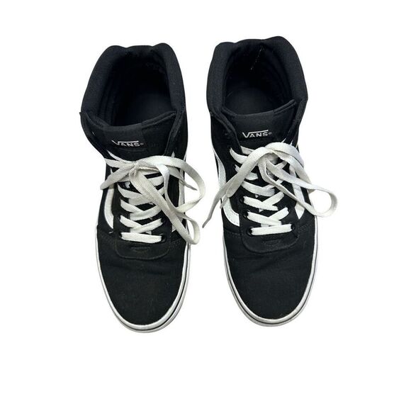 Vans Women’s 9.5 Ward High Top Black White Skater Lace Up Canvas Sneakers - Picture 3 of 6